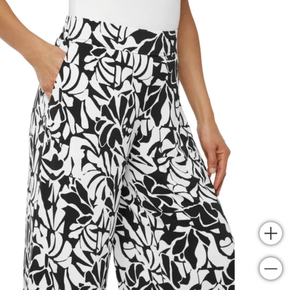 NWT Three Dots Women's Pull-On Pant Black/White - Picture 4 of 9